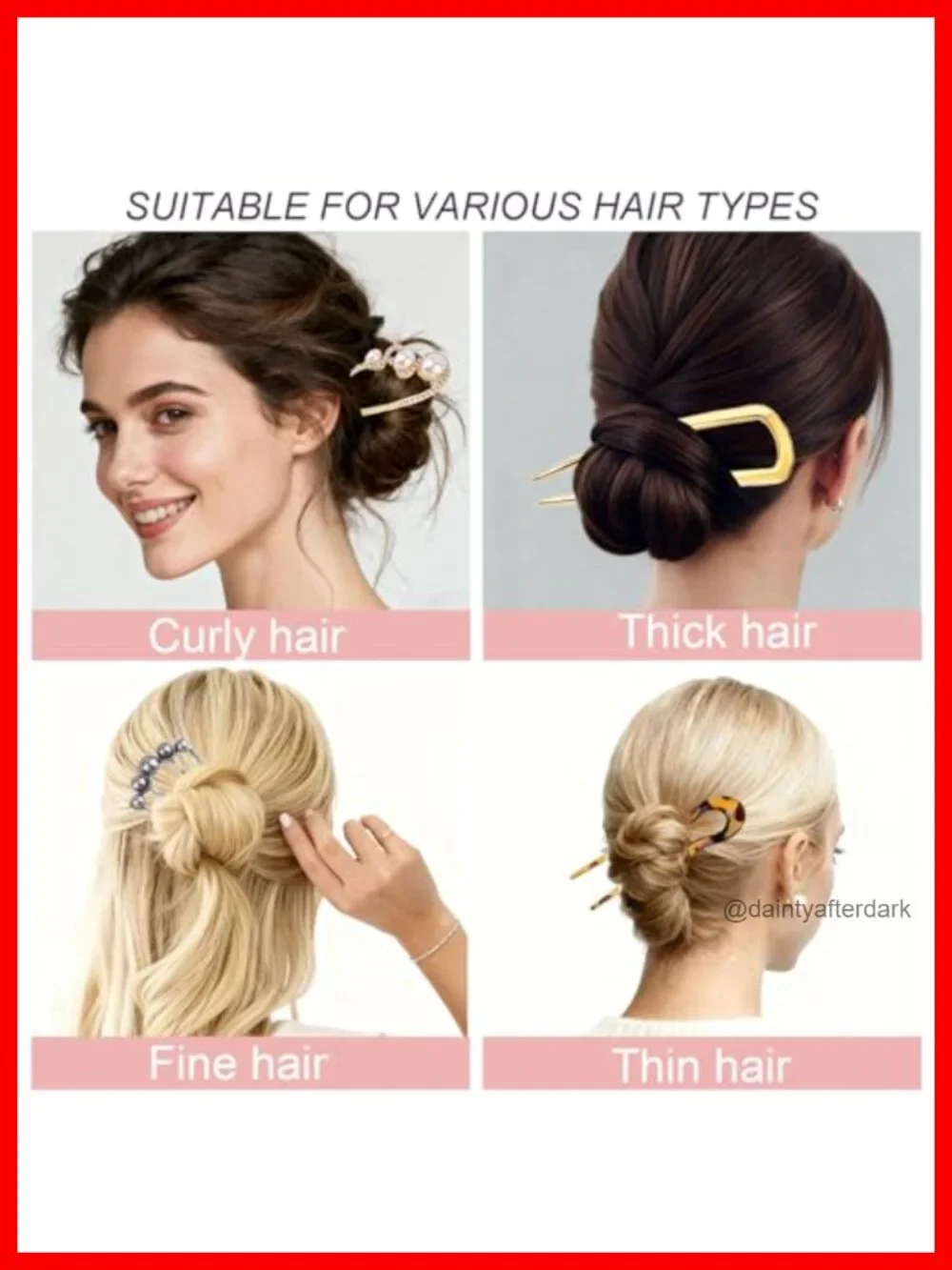 12 PCS French Hair Pins Set - U-Shaped Metal Pins for Bun and Updo Styling